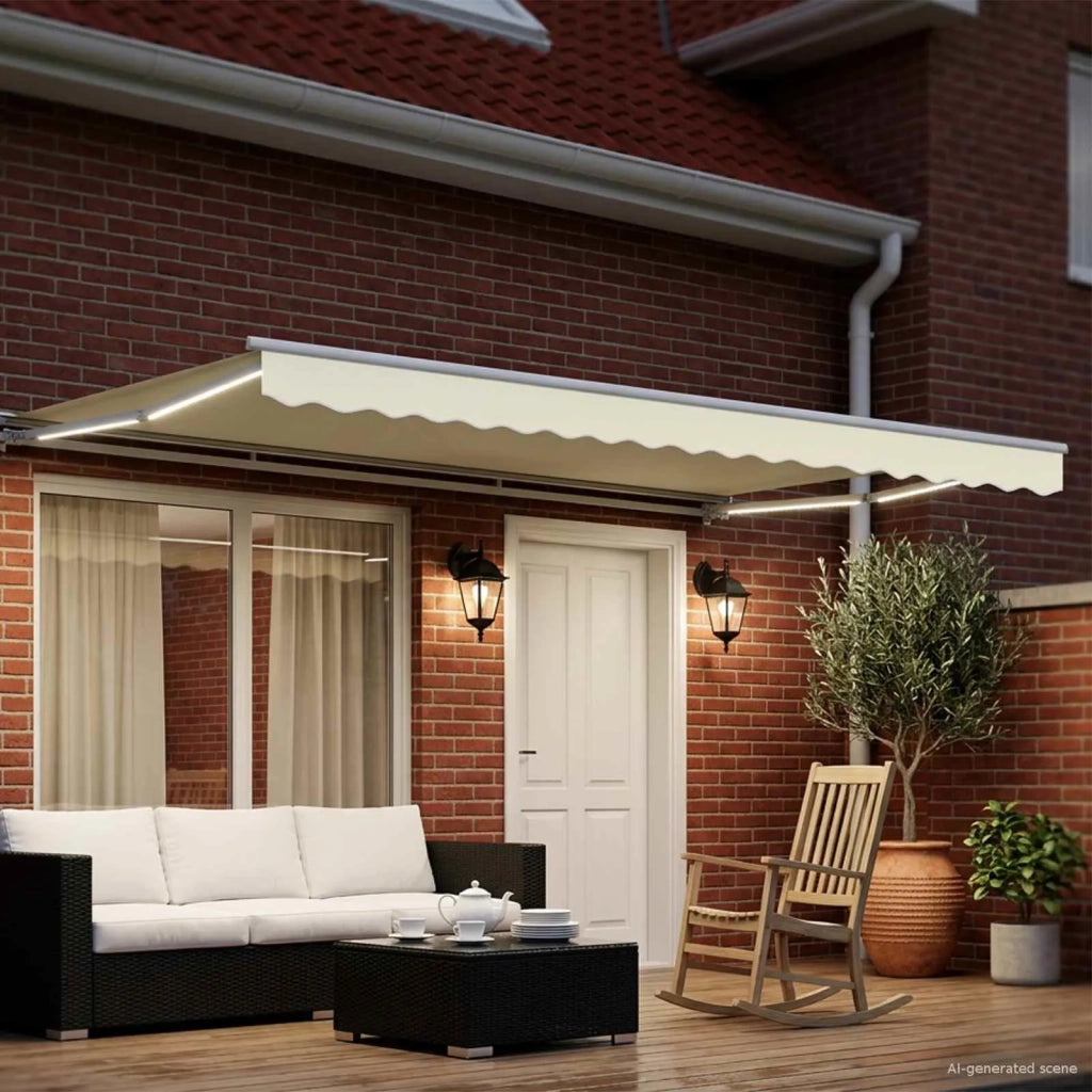 Cornice per Tenda Manuale con LED Crema e Bianco 4,5 × 3,5 m 3420668