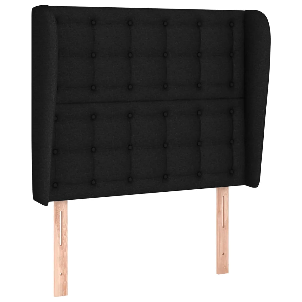 Testiera | Testata ad Orecchio Nera 83x23x118/128 cm in Tessuto