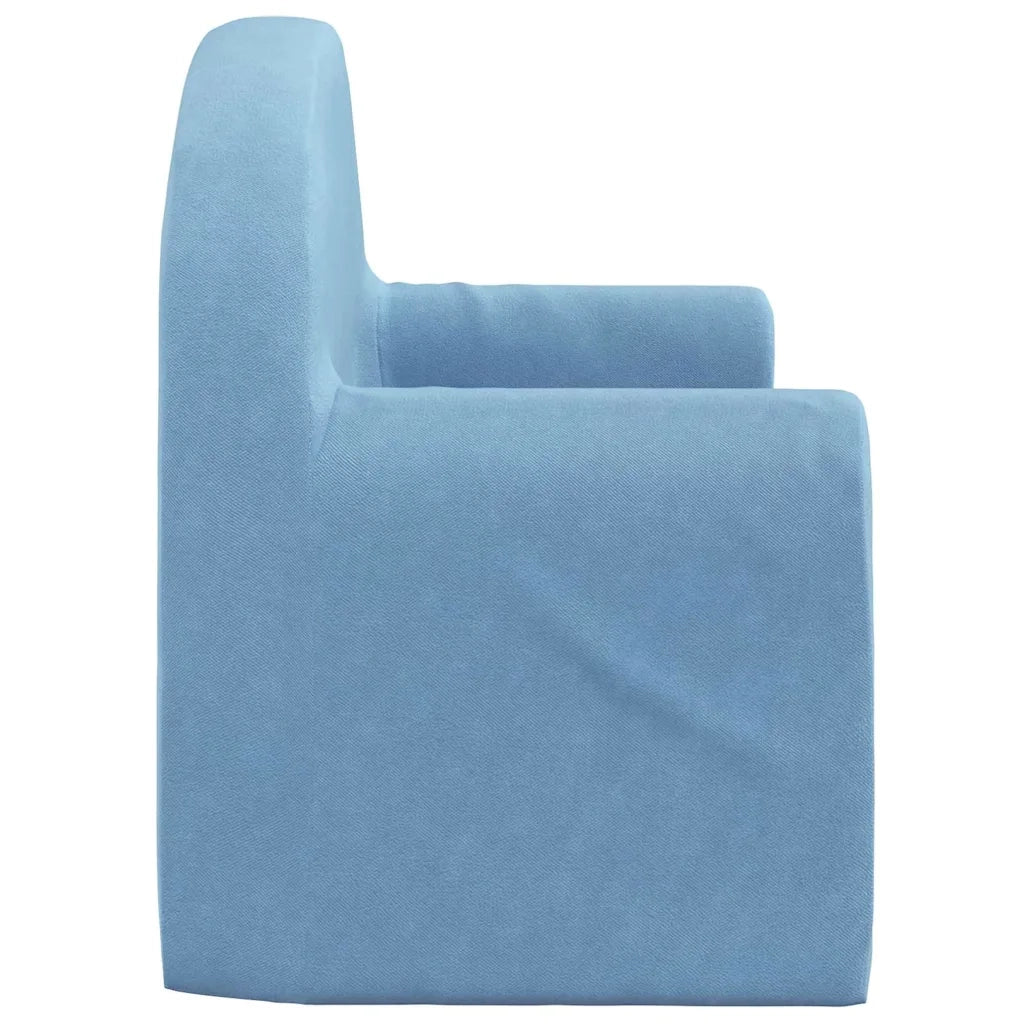 Divano per Bambini a 2 Posti Blu in Morbido Peluche 357014