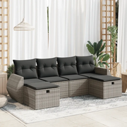 Set Divano da Giardino 6 pz con Cuscini Grigio in Polyrattan 3325626