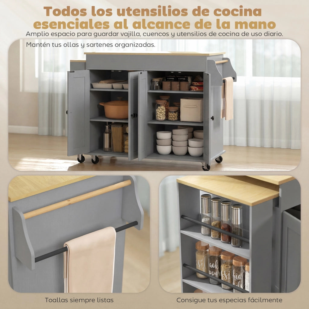 Isola Cucina con Ruote ¨C Minimal ¨C Grigio