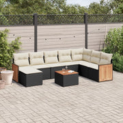 Set Divani da Giardino 9 pz con Cuscini Nero in Polyrattan 3227932