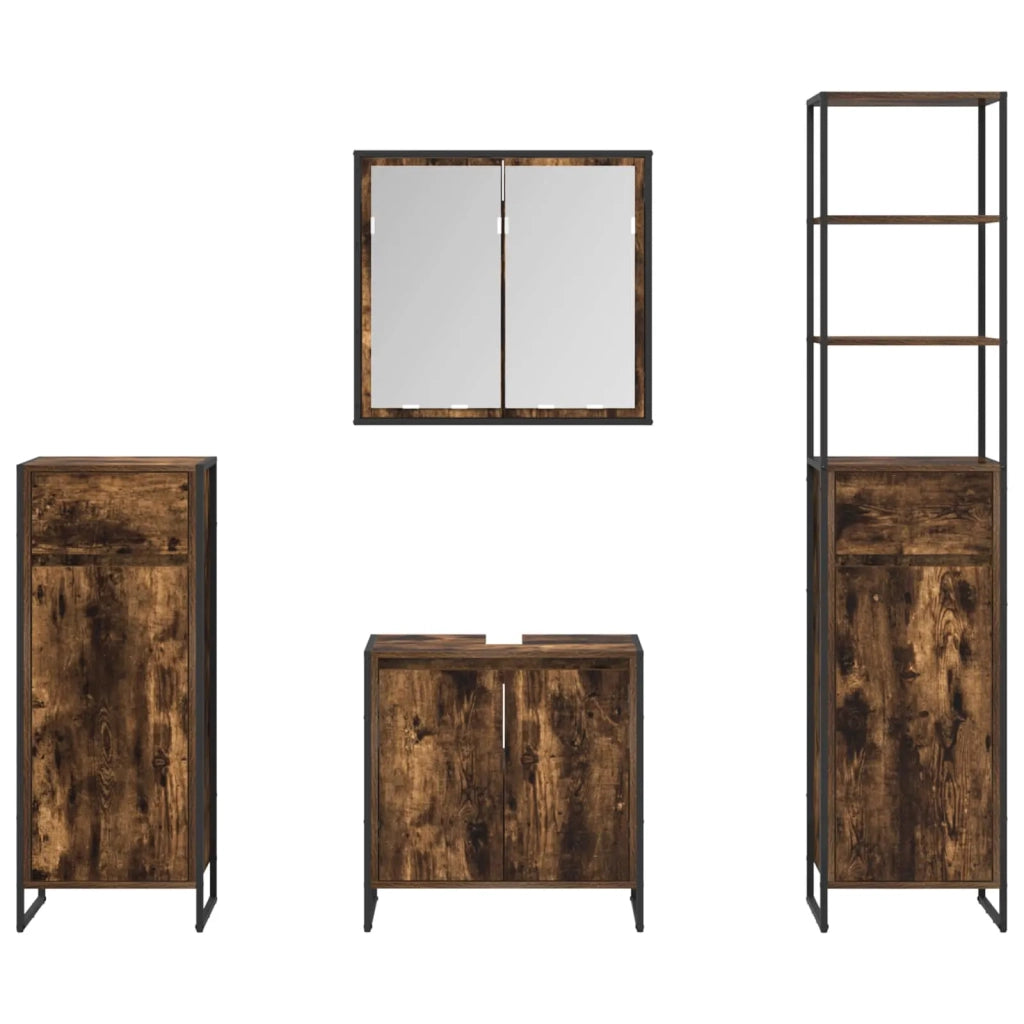 Set di mobili per il bagno Rovere fumé Legno multistrato 3403054
