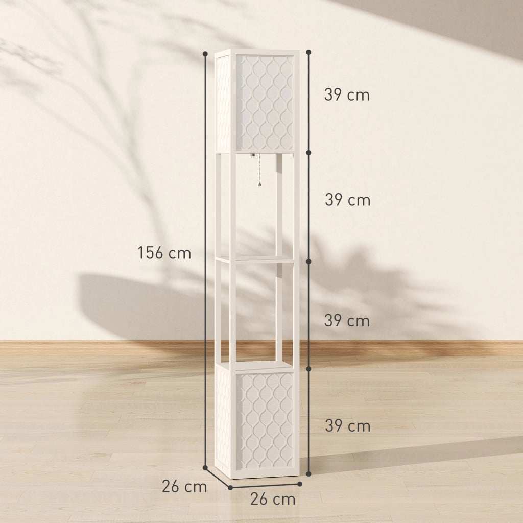 Lampada da terra moderna con 2 ripiani ¨C Xylo ¨C Nero e Bianco 26x26x156 cm