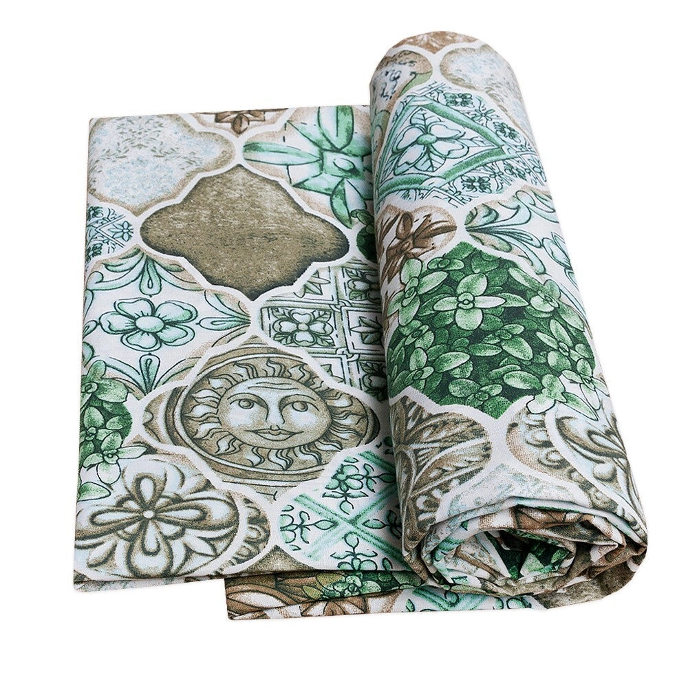 Tessuto Stoffa Piastrelle Maioliche Cotone Cucito Rivestimento Gotico Fodera Cuscini Divani 2,8x2 Mt
