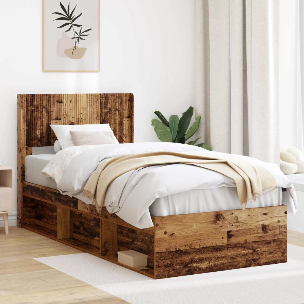 Struttura del letto con stoccaggio e testata Legno antico 3414249