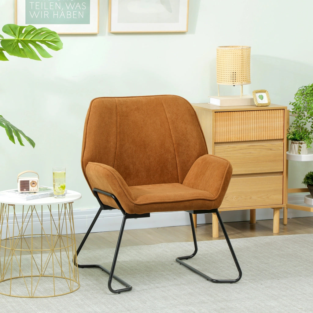 Poltrona in velluto con gambe in metallo ¨C zephmum ¨C marrone