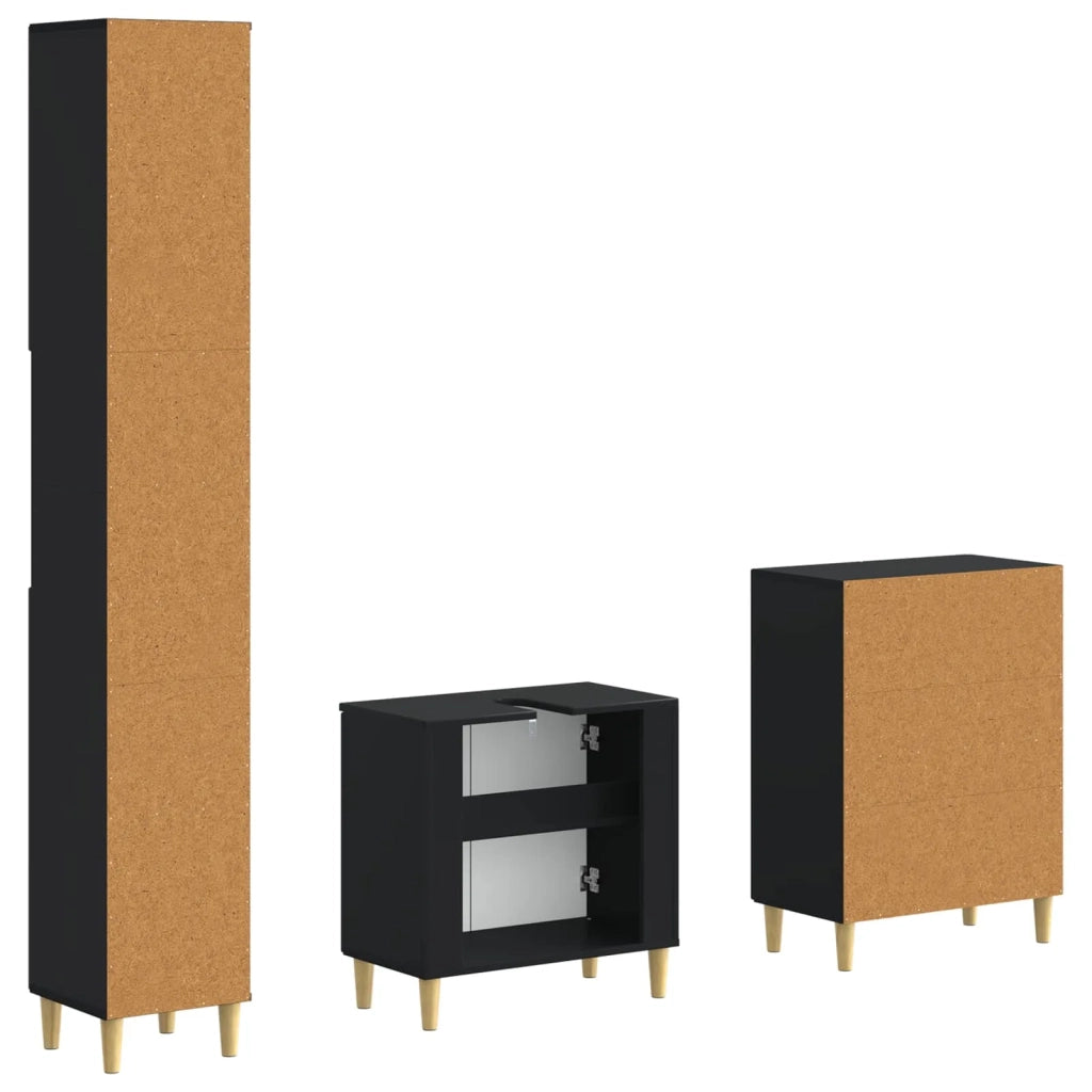 Set di armadietti da bagno in 3 pezzi ARNHEM Nero 3417442