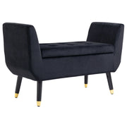 Divano imbottito con braccioli e contenitore ¨C Minimal ¨C Velluto nero 107x42x65 cm