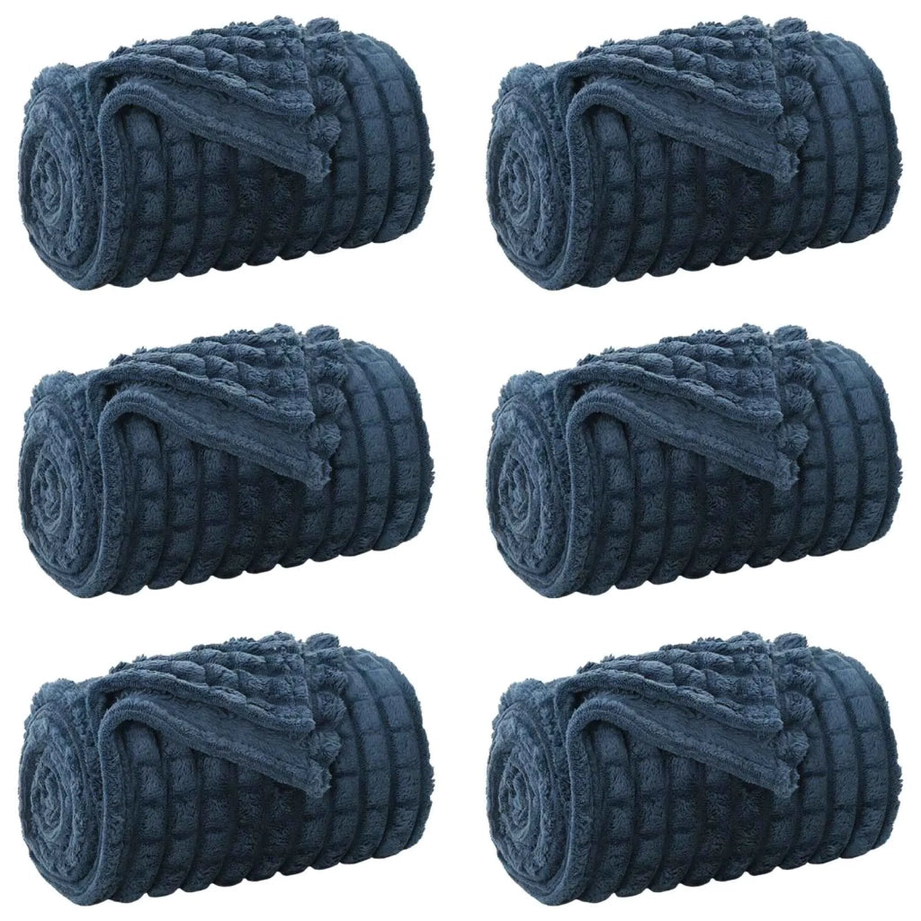 Coperte da Pile 6 pcs Blu navy 240 x 220 cm Panno