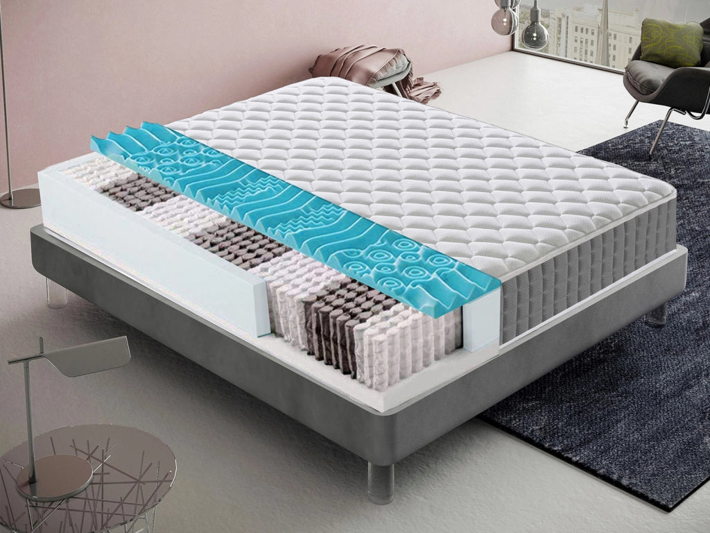 Materasso Piazza e Mezza 120x200 Molle insacchettate e memory foam 9 Zone differenziate Altezza 22 cm