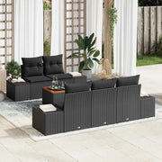 Set Divano da Giardino con cuscino 6 pcs Nero polyrattan