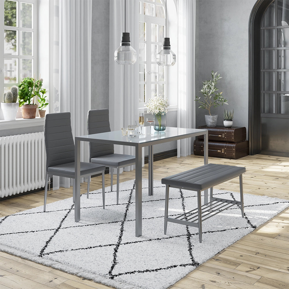 Vicco Panca e sedia Grigio 85 x 46.5 cm Set da 3 pezzi