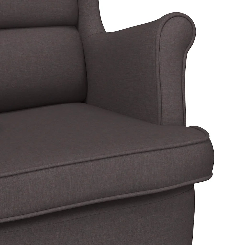 Poltrona | Sedia a Dondolo Marrone Scuro 74x90x102 cm in Tessuto