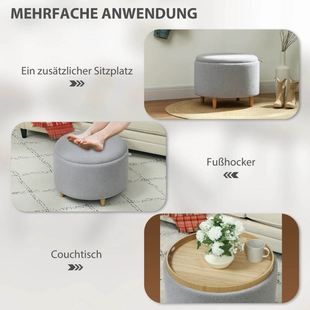 Pouf imbottito ¨C Minimal ¨C Grigio, Tessuto, 56x56x42 cm