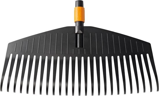 Racchetto per foglie con 25 denti, larghezza 50 cm, denti in plastica nero/arancione