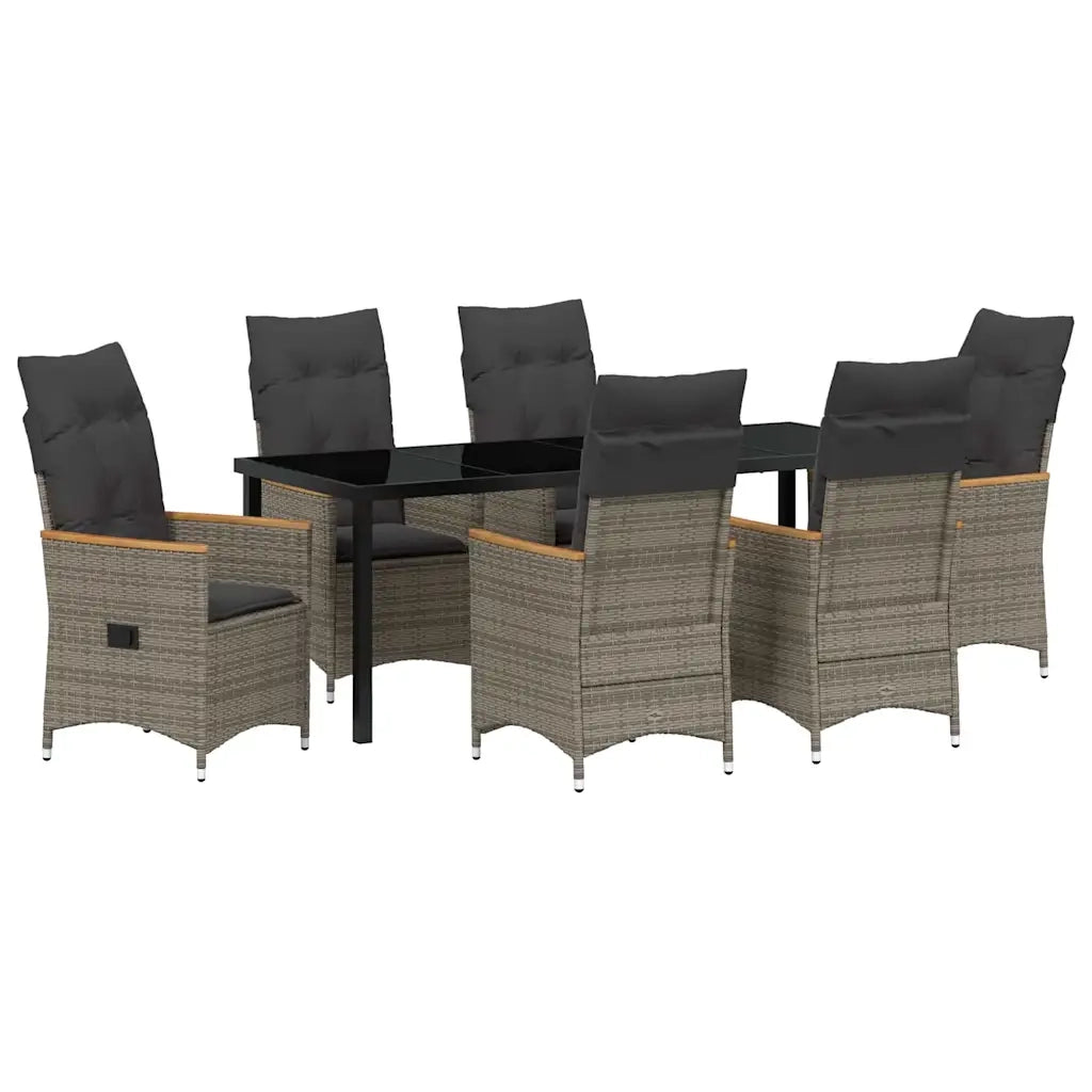 Set da Pranzo per Giardino con cuscino 7 pcs Grigio polyrattan 3379623
