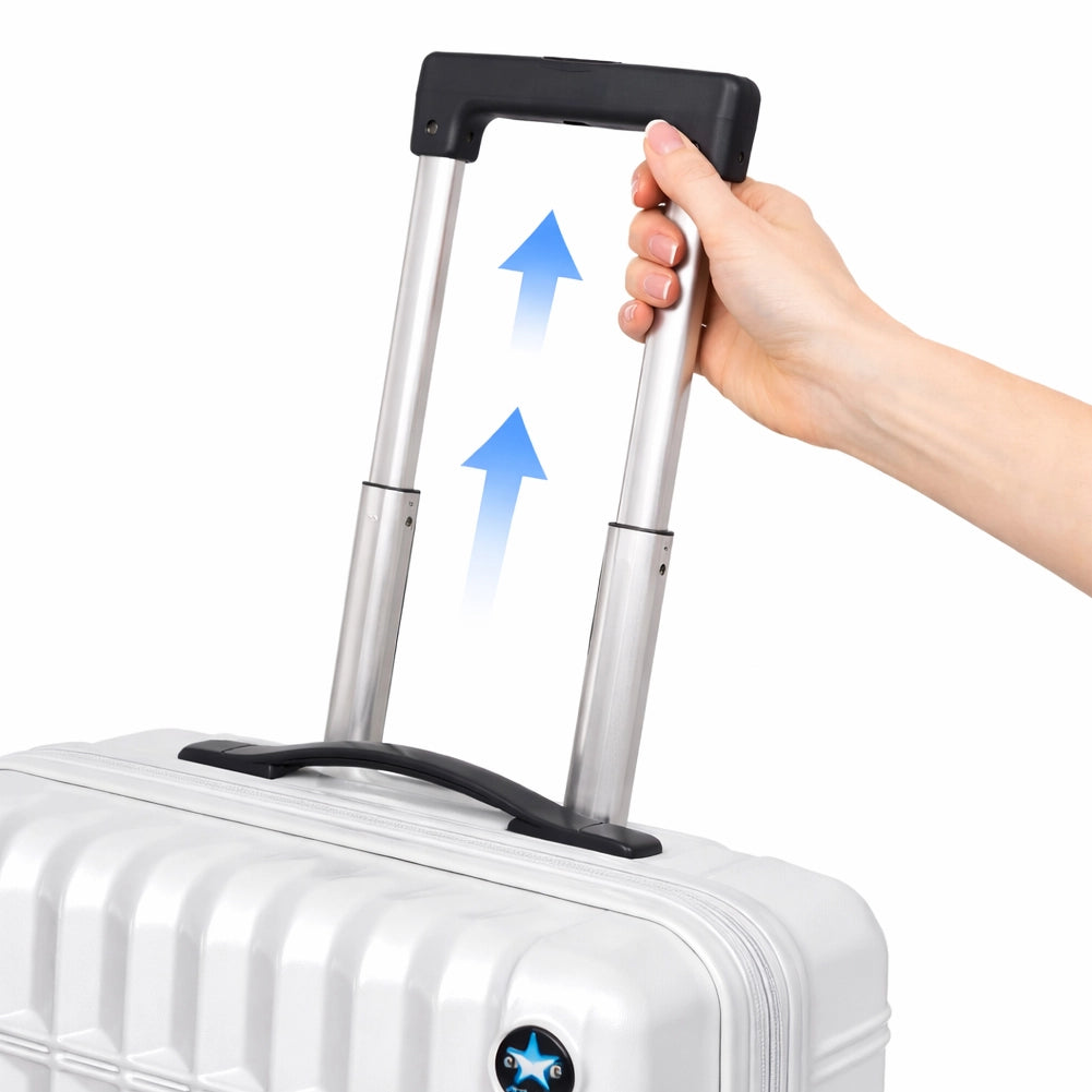 Set 3+1 Valigie e Beauty Case da Viaggio Bianco Rivestimento Rigido e Resistente