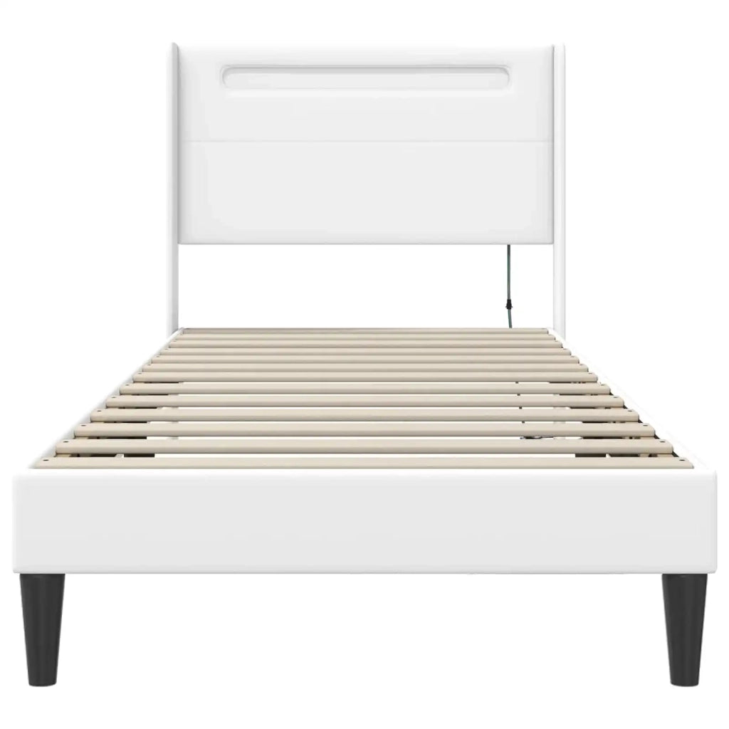 Letto singolo | Letto per adulti | Struttura del letto con testiera Bianco 80 x 200 cm Similpelle