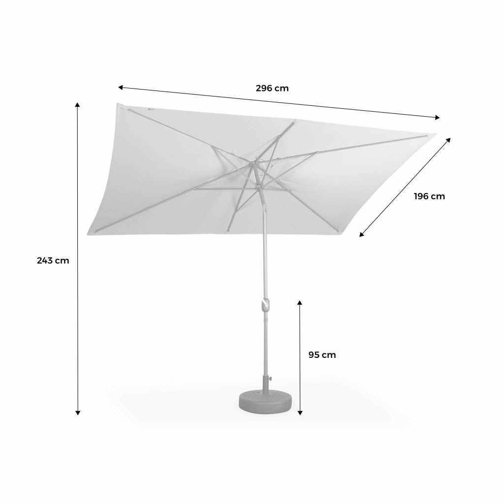 Ombrellone rettangolare, 2x3m, grigio