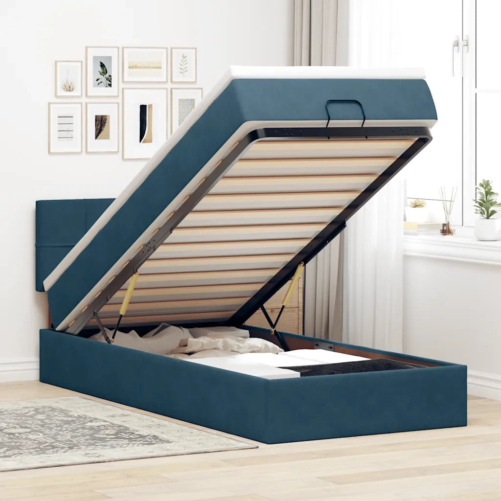 Struttura Letto Pouf con Materasso 90x200 cm in Velluto 3312600