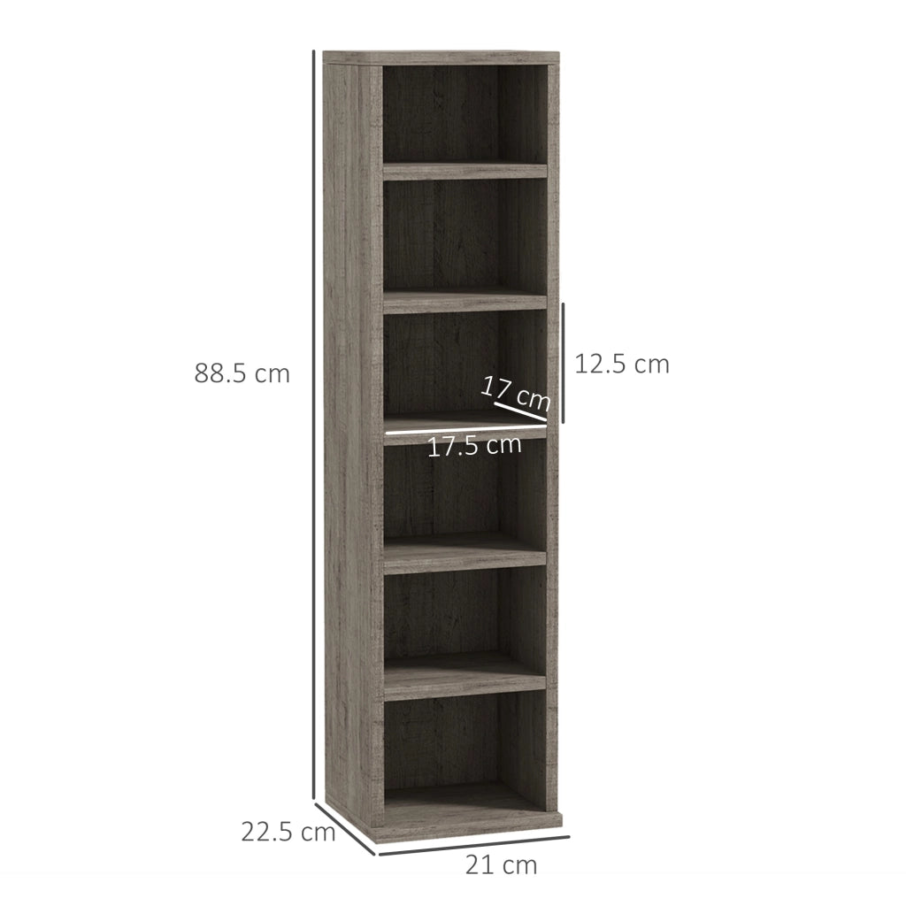 Scaffale Porta CD con Mensole Regolabili ¨C Zephmum ¨C Grigio 21x22.5x88.5 cm
