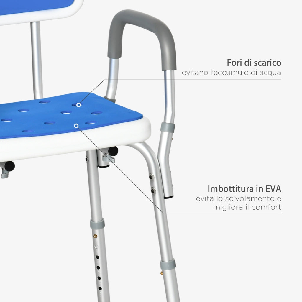 Sedia da Bagno con Imbottitura e Braccioli ¨C Zephmum ¨C Bianco, Regolabile