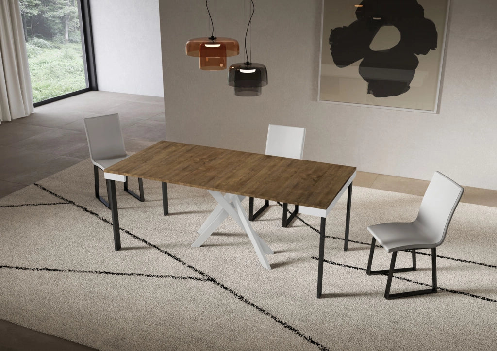 Consolle allungabile 90x40/300 cm Sakuro Evolution Noce gambe bianche