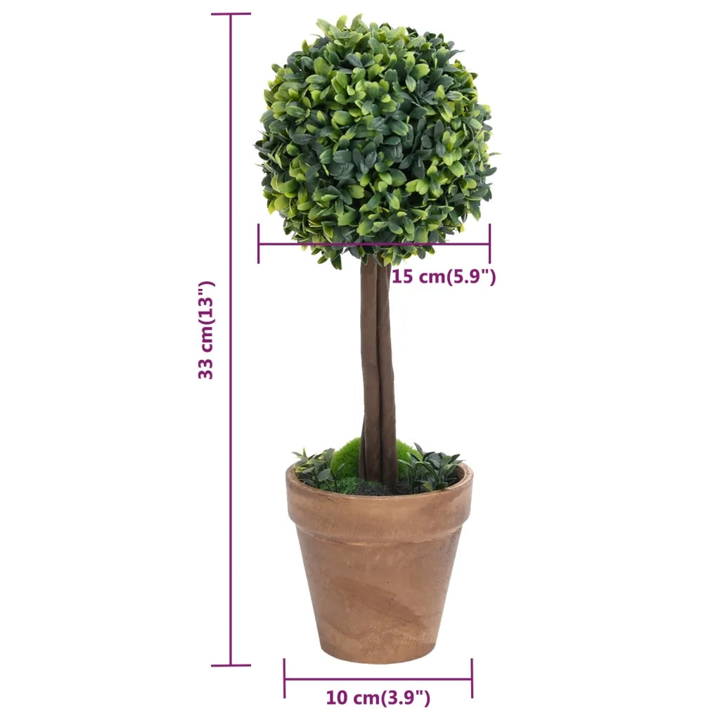 Piante di Bosso Artificiale 2 pz a Sfera con Vaso Verde 33 cm cod mxl 66346