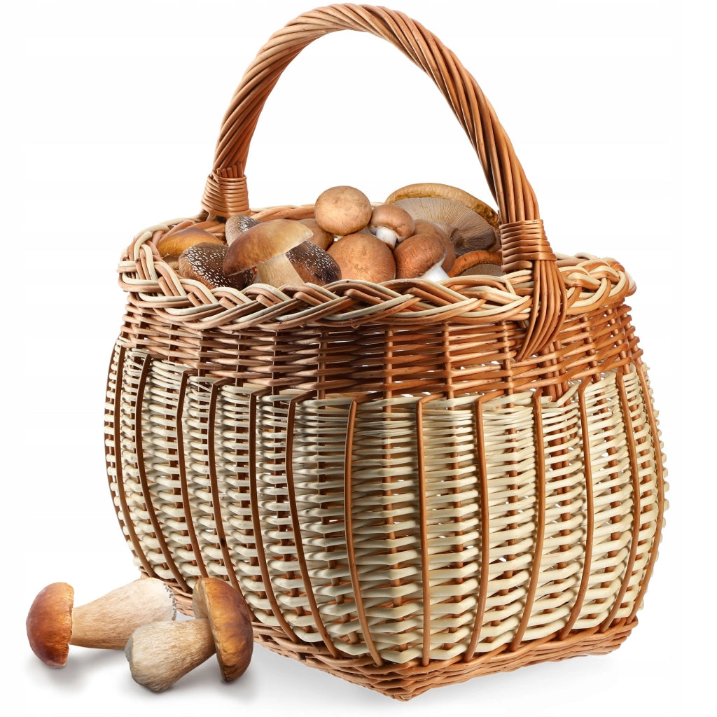 Cesto in vimini KADAX per funghi, spesa, picnic, frutta, vimini, grande, ecologico