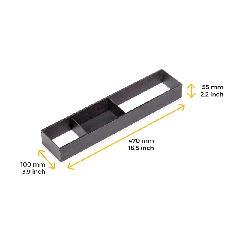 Organizzatore per cassetto Orderbox, 150x470 mm, Acciaio e Legno, Grigio antracite