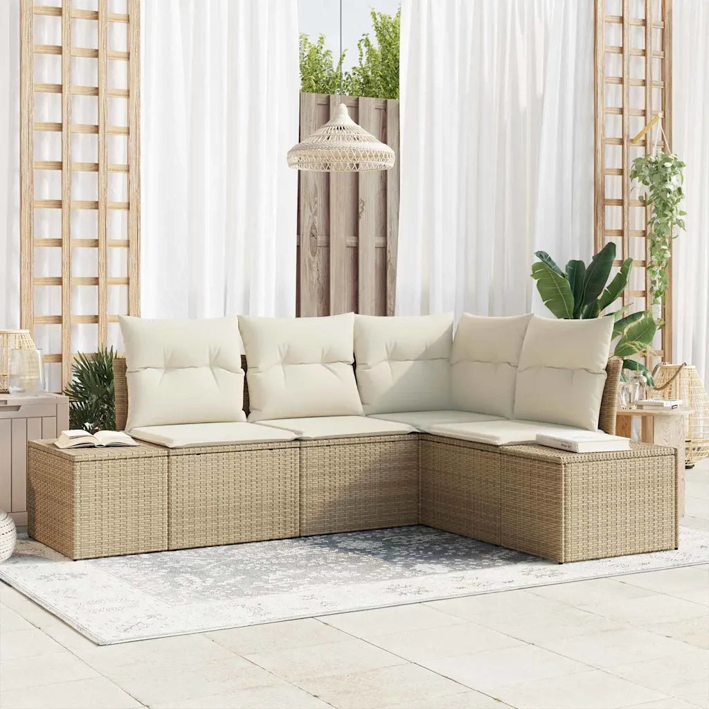 Set Divano da Giardino 4 pcs Beige polyrattan