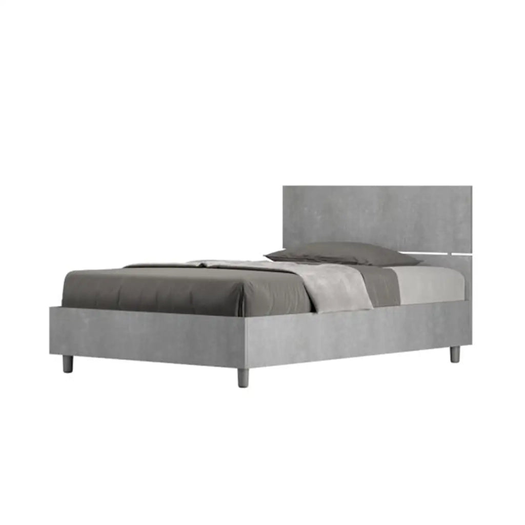 Letto una piazza e mezza con rete 120x200 testata dritta cemento Demas
