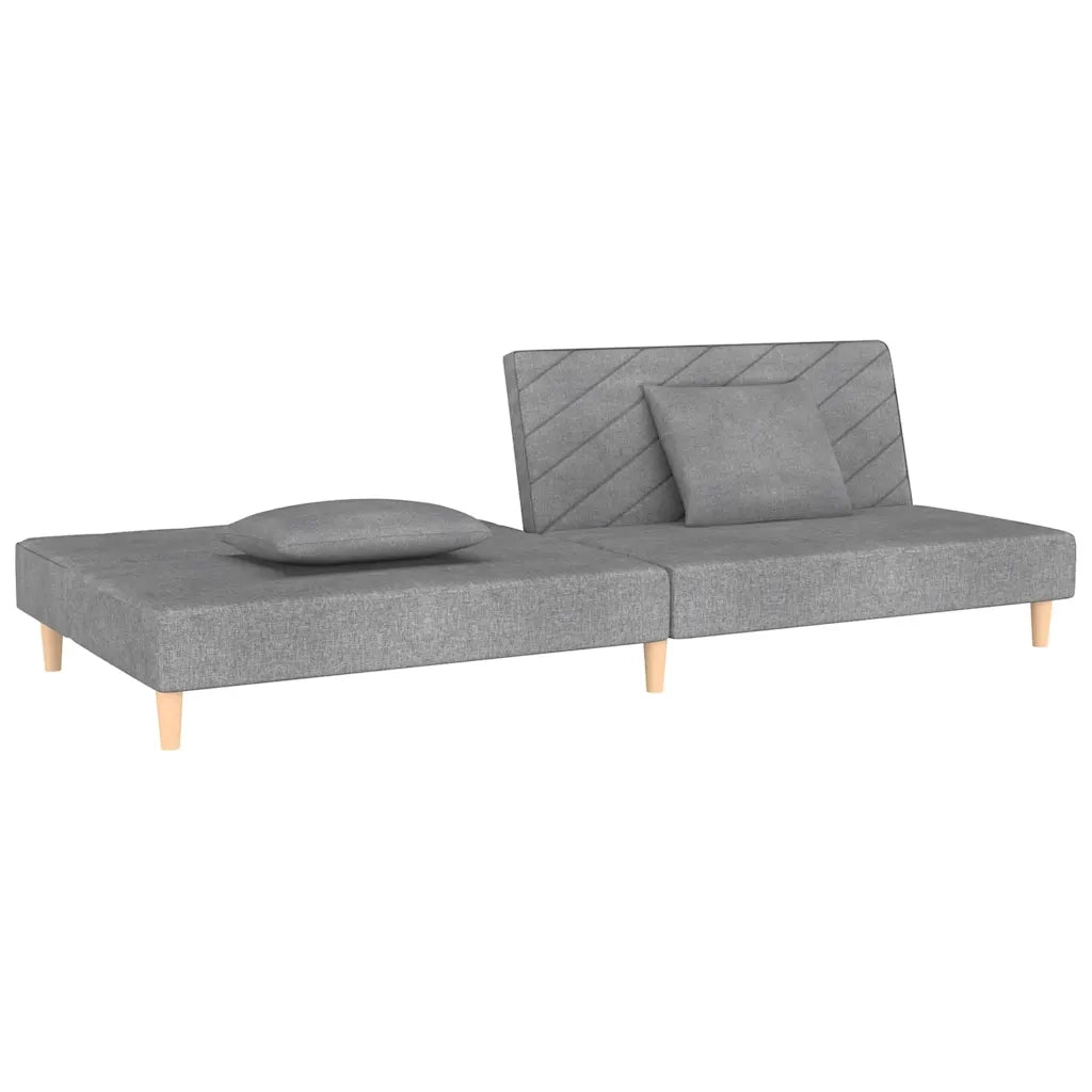 Divano letto | Sof¨¤ letto | Letto singolo a 2 Posti con 2 Cuscini Grigio Chiaro in Tessuto
