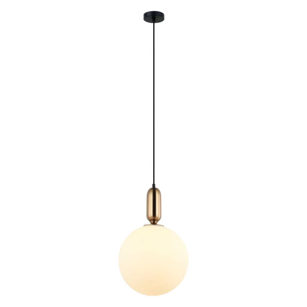 Lampada a sospensione minimal nera sfera bianca E27 Aldeva Italux