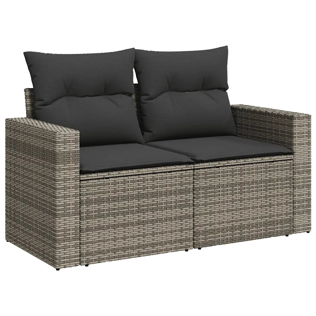 Set Divano da Giardino 9 pz con Cuscini Grigio in Polyrattan 3326371