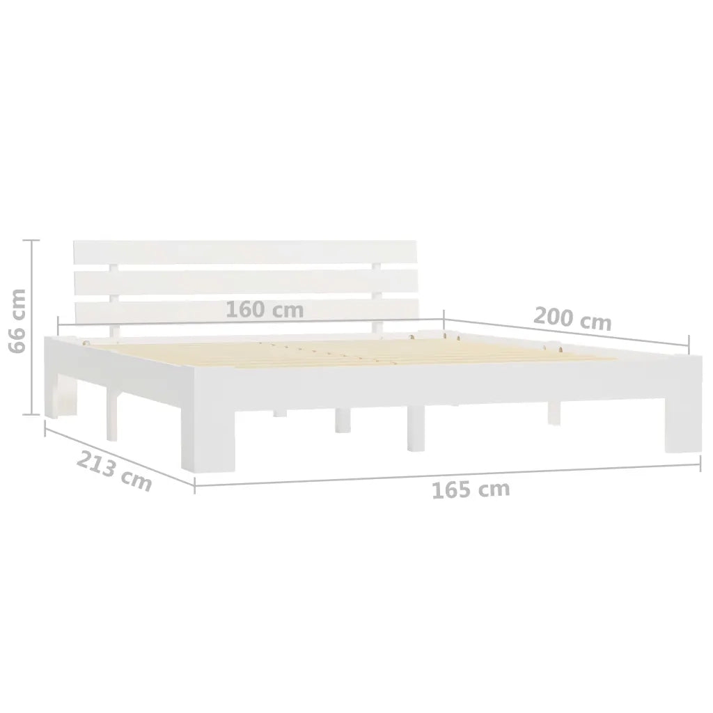 Letto matrimoniale | Letto per adulti | Giroletto senza Materasso Bianco 160x200 cm Legno Massello Pino