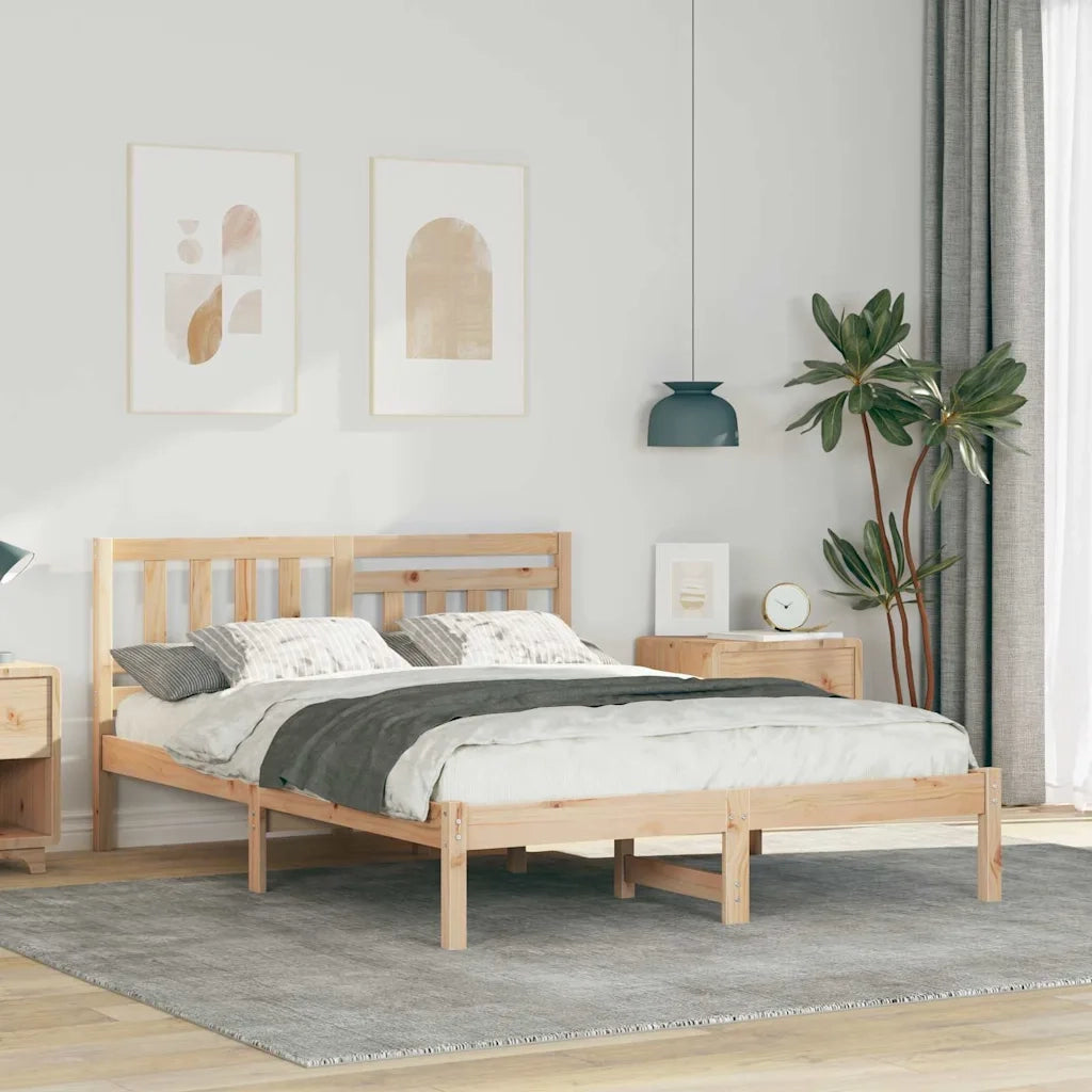 Letto matrimoniale | Letto per adulti | Struttura del letto Marrone 135 x 190 cm Pino massello