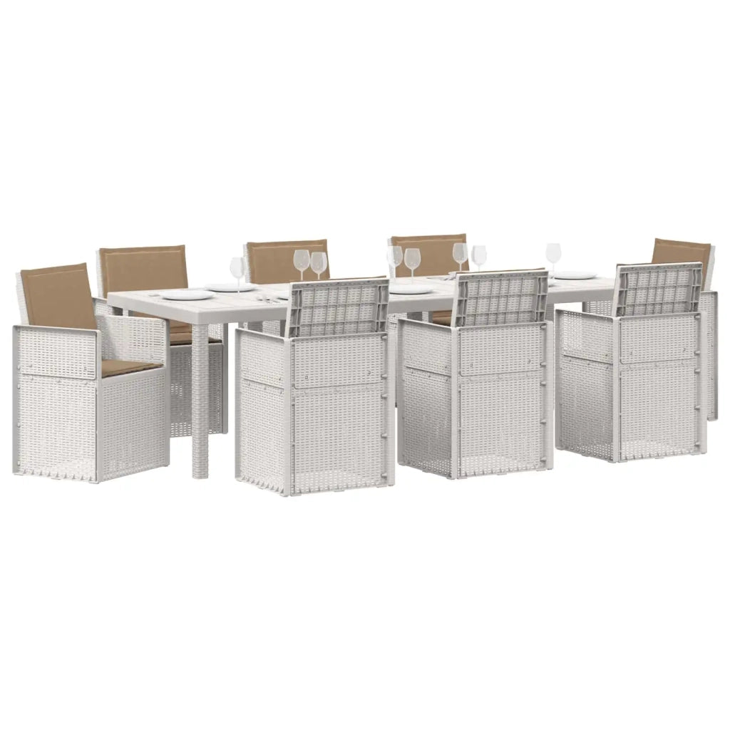 Set da Pranzo per Giardino 9 pcs Bianco e Tortora PP 3430097