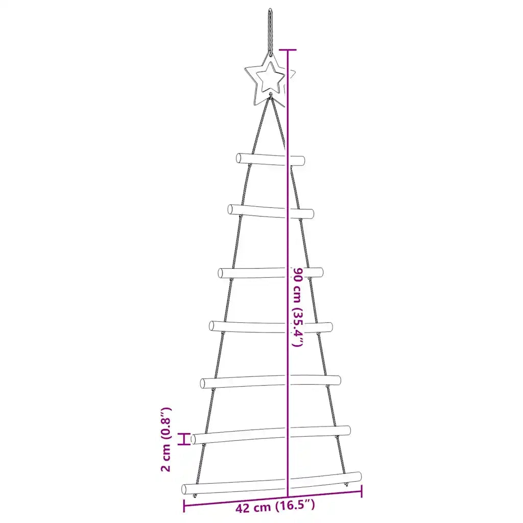Alberi di Natale sospesi con stelle in alto 2 pz-Decorazioni natalizie 42x90 cm Ramo naturale