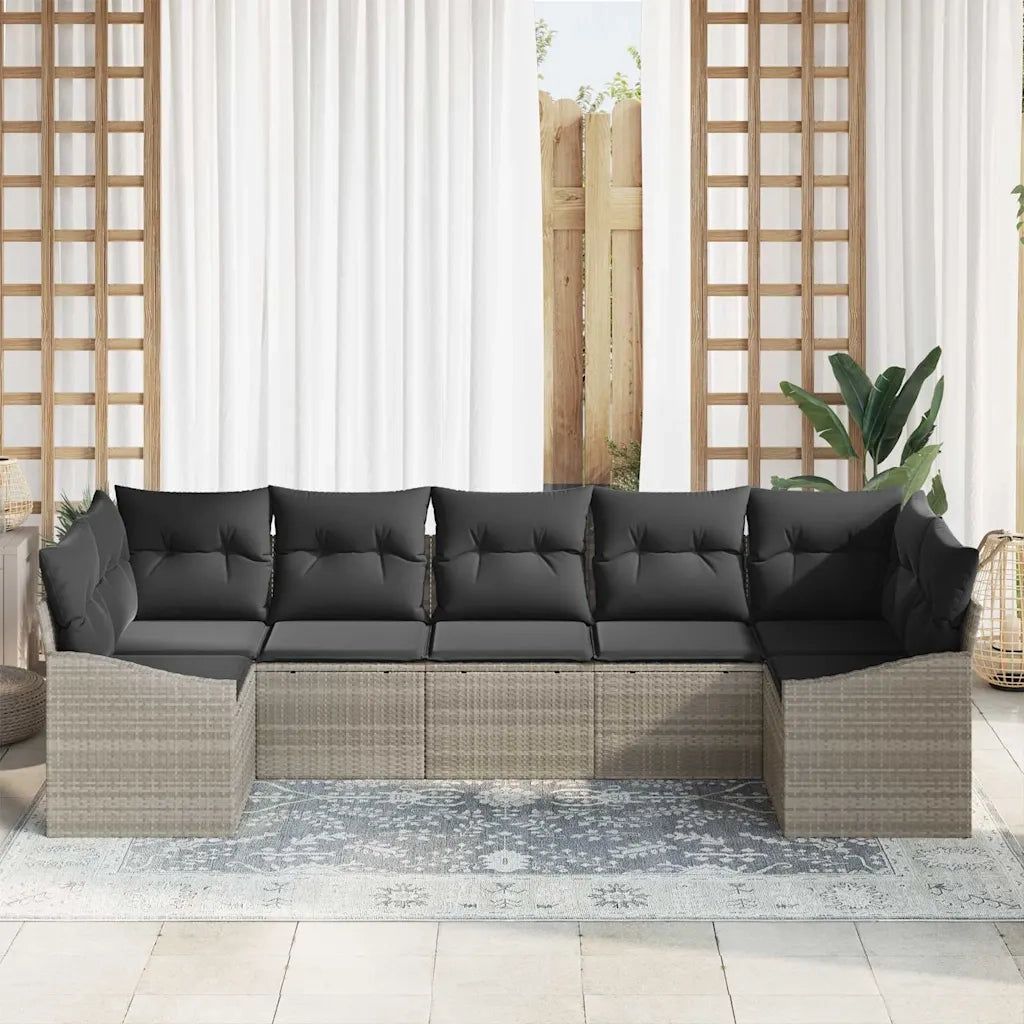 Set di divani con cuscino 7 pcs Grigio chiaro polyrattan 3346872