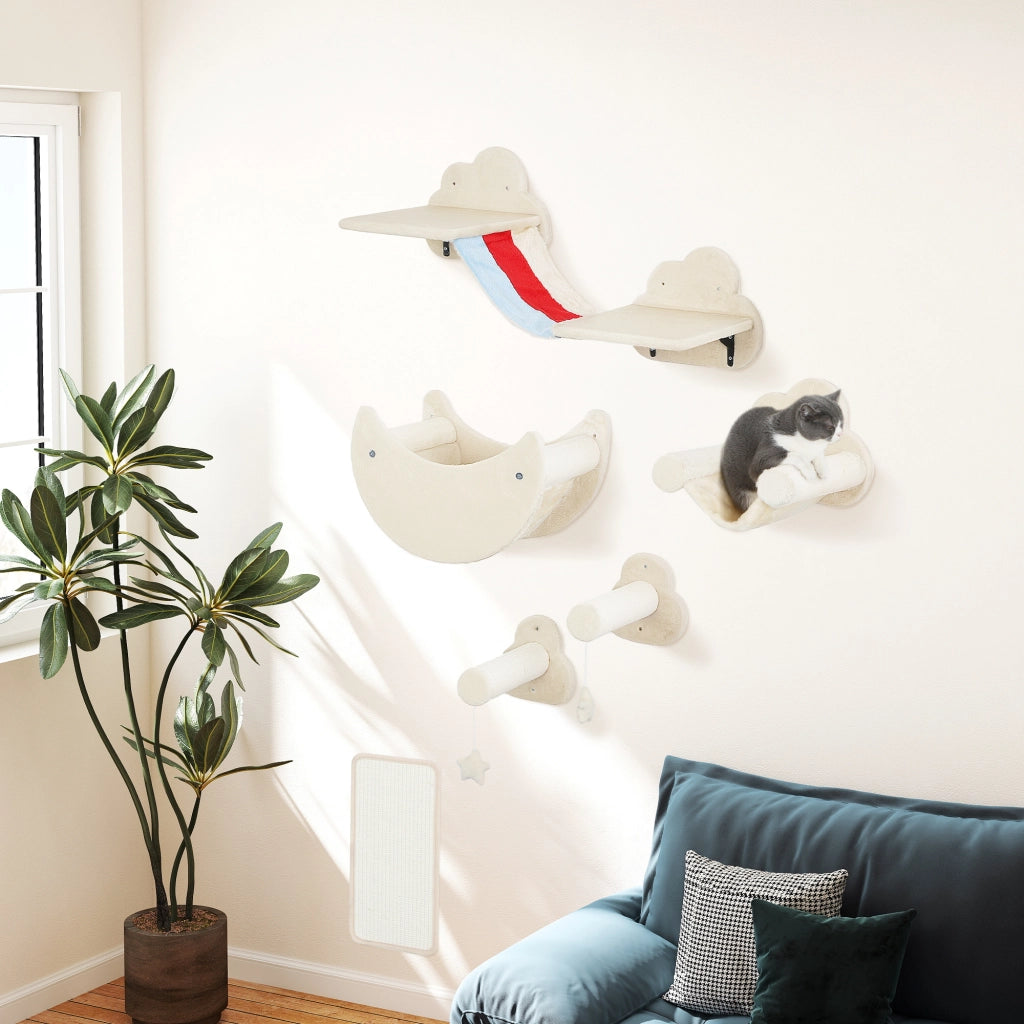 Gioco per Gatti a Parete con Amaca e Piattaforme ¨C Minimal ¨C Beige