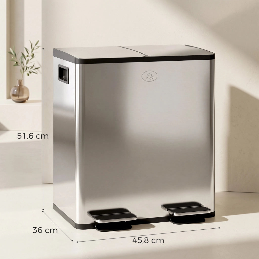 Bidone per rifiuti cucina doppio ¨C zephmum ¨C 2x20L, coperchi soft close
