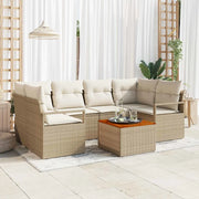 Set Divano da Giardino 7 pcs Beige e Crema polyrattan