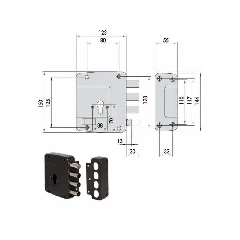 Serratura Sicurezza Semplice Dx 56152-60-1 Cisa