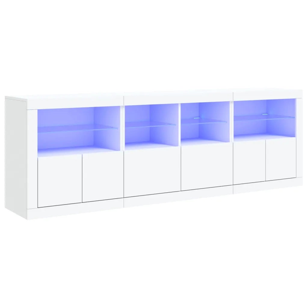 Credenza con Luci LED Bianca 202x37x67 cm 3209009