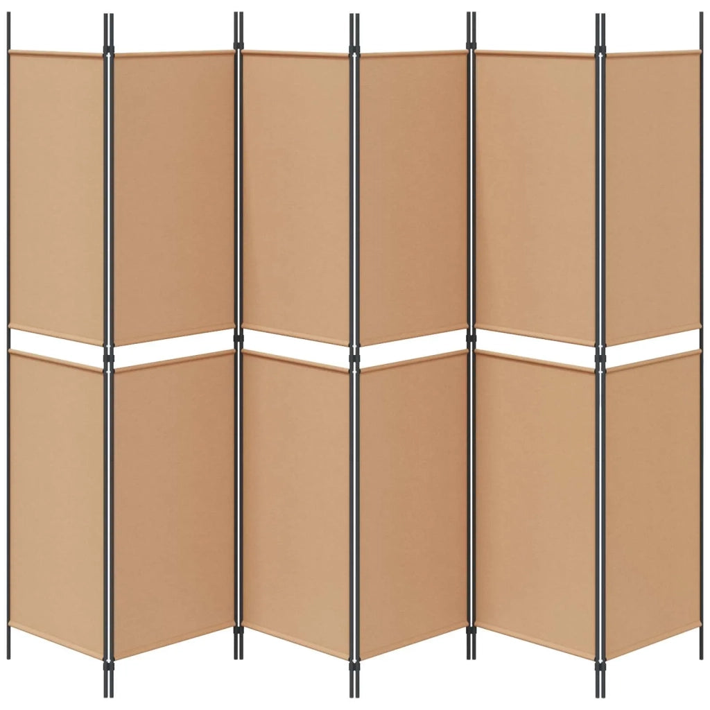 Divisore per Stanza a 6 Pannelli Beige 300 x 200 cm Tessuto