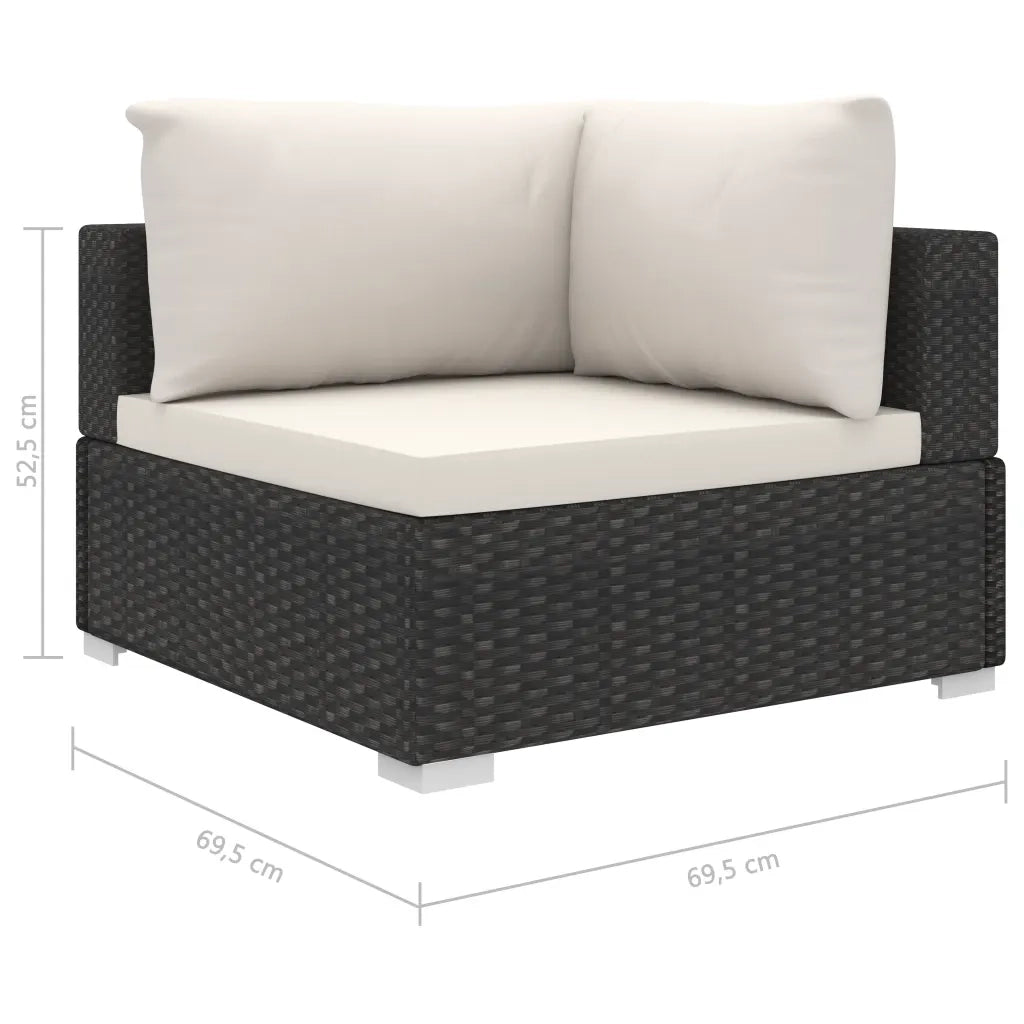 Set Divani da Giardino 11 pz con Cuscini in Polyrattan Nero 46827