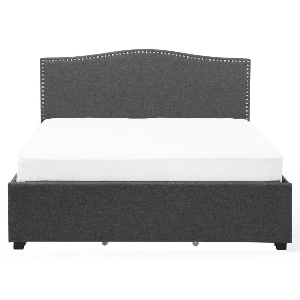 Struttura del letto Cassetto imbottito in poliestere grigio 160 x 200 cm Design tradizionale