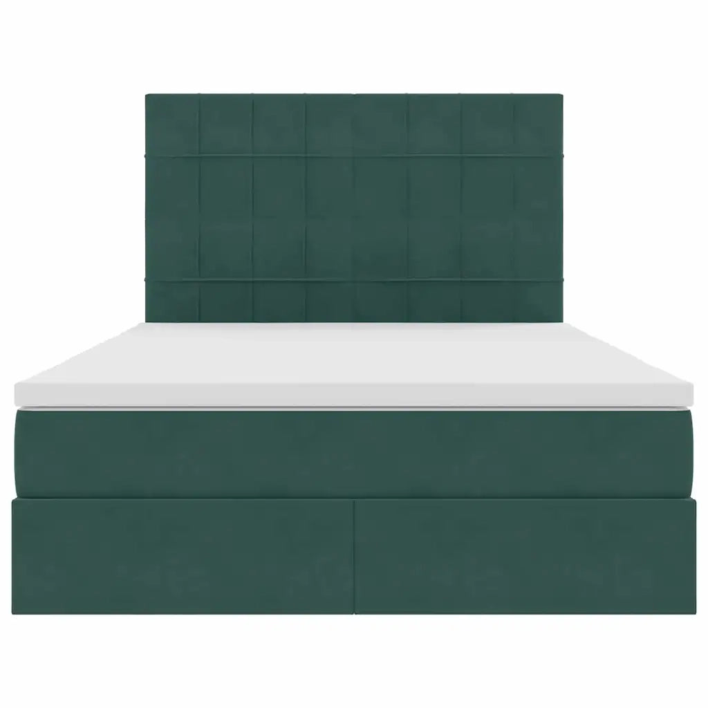 Letto con contenitore e materasso Verde Scuro 140 x 200 cm